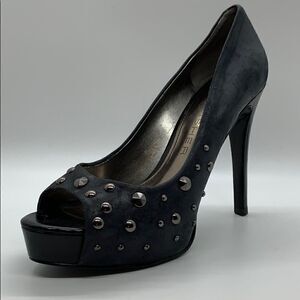 Marc Fisher Horry black studded peep toe heels